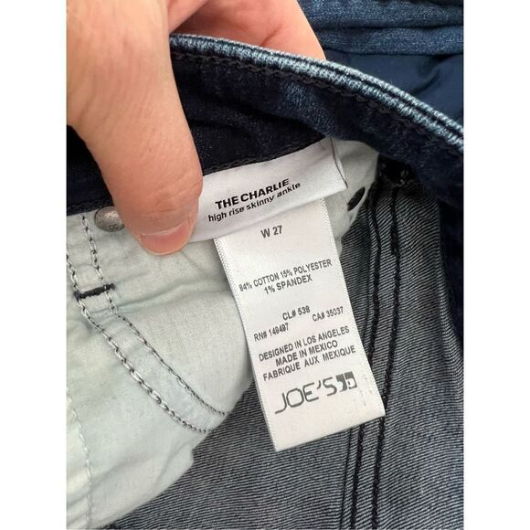 Joe’s the Charley high rise sparkle stripe pink orange and green dark wash skinn - Picture 4 of 6